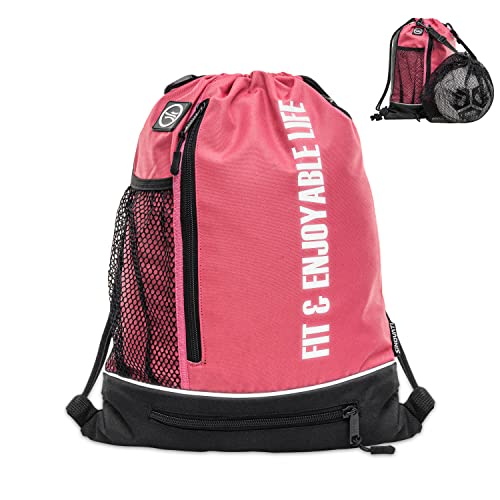SINOVATI Sac de gym étanche avec cordon de serrage | Sac de sport avec compartiments en filet | Sac de fitness | Sac à dos multifonction | Sac de sport pour homme et femme Cover