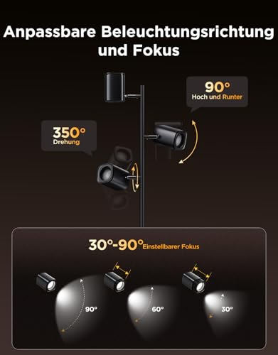 Govee 3-Flammen LED Stehlampe RGBWW, Fokus-Verstellbar Stehleuchte 1500lm – Ansicht 3