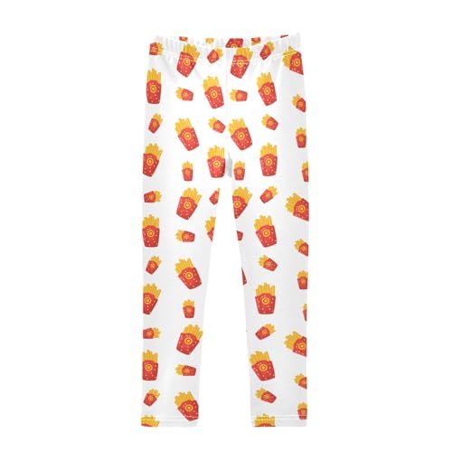 ZZKKO Girls Leggings French Fries Toddler Girls Clothes Leggings for Girls Toddler Girls Leggings 3-4T