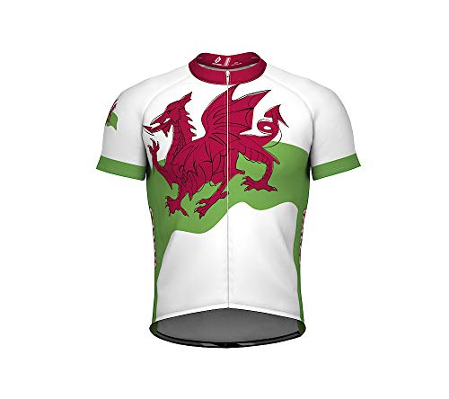 ScudoPro Wales Emblem Full Zipper Bike Short Sleeve Cycling Jersey for Women - Size L Multicolored