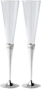 Wedgwood Simply Wish Silver Plated Toasting Flute Pair, 10.2"