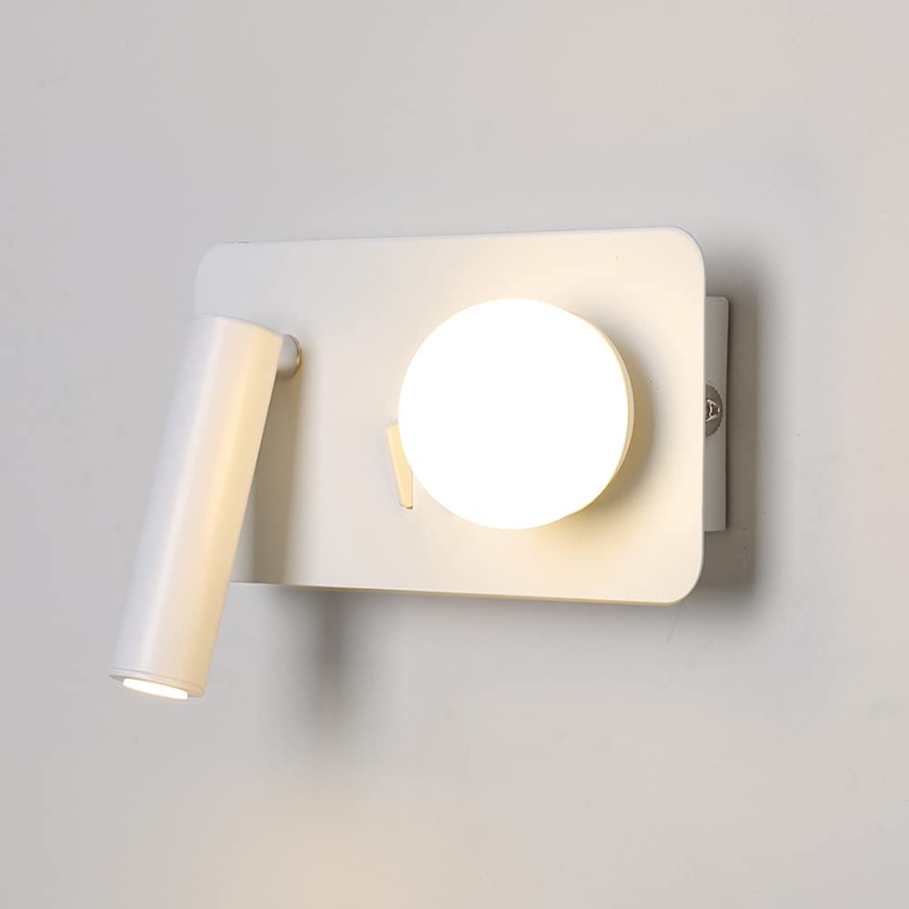 Lámpara de pared LED interior de 3000K con interruptor integrado y cabezal giratorio de 350°