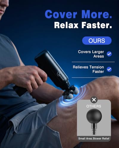 Image of cotsoco Massage Gun Deep Tissue, Percussion Massage Gun with 10 Massage Heads & 20 Speeds, Muscle Massage Gun with Large 6-Ball Head, Portable Back Massager Gun with Carry Case, Gifts for him