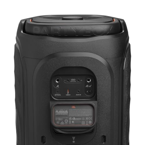 Image of JBL PartyBox 130 Portable Party Speaker with 200W Pro Sound, AI Sound Boost, Futuristic Lightshow, 15 Hrs Playtime, Auracast, Dual Mic & Guitar Inputs, Optical Input for TV, IPX4 Splashproof, Black