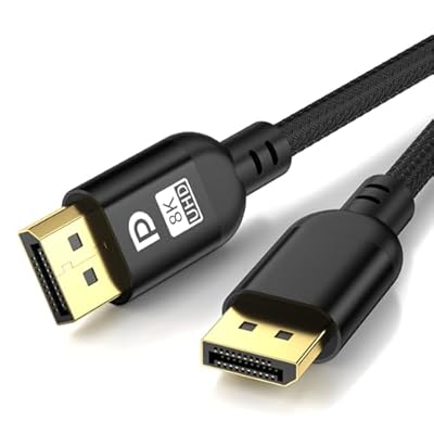 Diyanisly 8K DisplayPort Cable 6.6FT, Braided High-Speed DP 1.4 Cable, Support 32.4Gbps 8K@60Hz 4K@120Hz 2K@240Hz, High Refresh Rate Durable Flexible Cord for HDR DSC, Gaming Monitor/Graphics Card etc