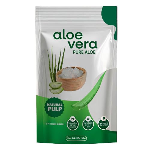 Aloe Vera Puro Gel 100% Natural-Orgánico-Vegano-Hidratante Facial y Corporal | Antioxidante | Cicatriza, Calma, Refresca la Piel | Bienestar digestivo | Acné | Arrugas | Aftersun | Depilación | 400g