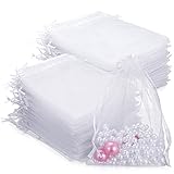500 Pcs Organza Gift Bags Jewelry Bags Small Mesh Bags Drawstring Sachet Bags Wedding Favor Bags Bracelet Bags for Packaging Sheer Bags Jewelry Pouches for Small Gifts (White, 5 x 7 Inch)