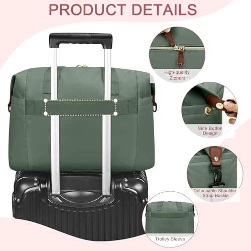 Image of Pritent Diaper Bag Tote - Diaper Baby Bags with Pacifier Case, Shoulder Straps, Stroller Clips, Waterproof Large Mommy Maternity Travel Baby Bag for Mom and Dad, Green, Medium
