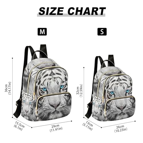 Image of White Tiger Animal Mini Backpack Fashion Backpack Purse for Women,Handbag Shoulder Bag Casual Daypack, Ladies Gift for College Work (M)