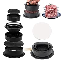 SOGHO Burgerpresse Mit 100 Blatt Burger Papier,Burger Pattie Presse 4 In 1 Set,Hamburgerpresse,Patty Presse,Burger Presse,Burger Maker,Burger Patty Presse,Patties Presse Für Leckere Hamburger,Patties