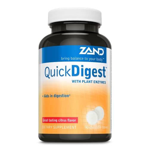 Zand Quick Digest With Plant Enzymes | Healthy Digestion Support W/Lipase, Cellulase, Amylase, Papain, Bromelain, Papaya & Calcium | 90 Chewables #TOP5