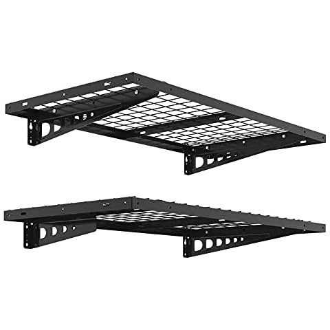 FLEXIMOUNTS 2-Pack 2x4ft Garage Shelving 24-inch-by-48-inch Bike Storage Rack, Black Cover