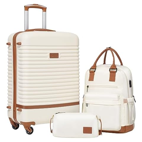 COOLIFE Suitcase Trolley Carry On Hand Cabin Luggage Hard Shell Travel Bag Lightweight Cover