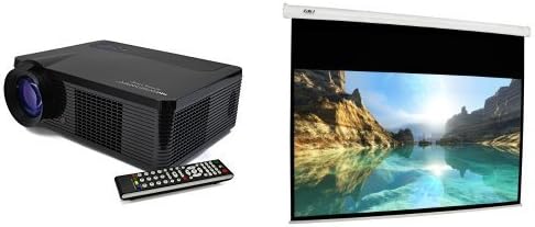 FAVI Home-Theater LED Projector, 120" 16:9 Projector Screen and Ceiling Mount