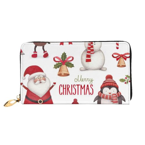 Portefeuille long Père Noël pour femme en cuir, idée cadeau utile avec fermeture