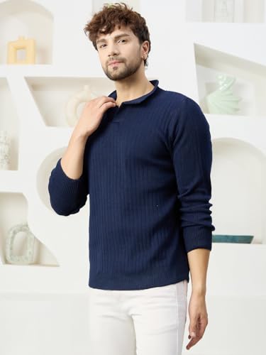 Image of Kvetoo Full Sleeve Winter Wear Woolen Collar Polo Sweater for Men