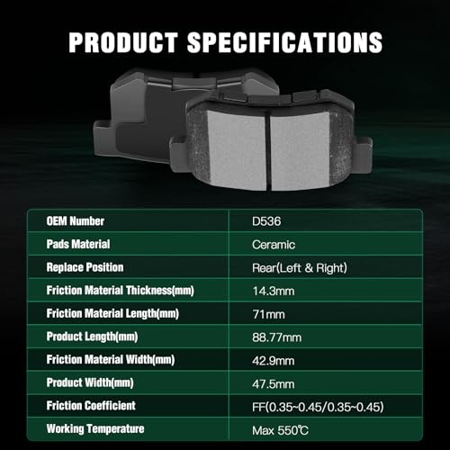 Image of AUTOMUTO 4PCS Rear Ceramic Disc Brake Pads Set D536 For Acura CL Legend RDX RL TL For Honda CR-V Element Odyssey For Isuzu Oasis