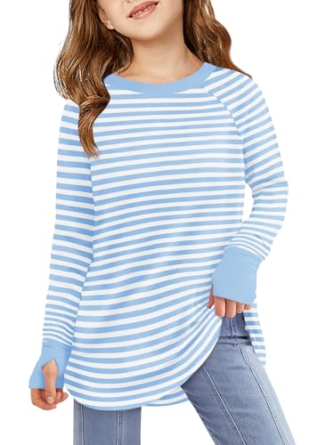 Image of Haloumoning Girls Striped Long Sleeve Shirts 5-14 Years