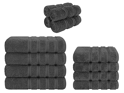 American Soft Linen 4 Piece Bath Towel, Hand Towel & Washcloth Bundle (12 Count, 100% Cotton, Terry Style, Machine Washable)