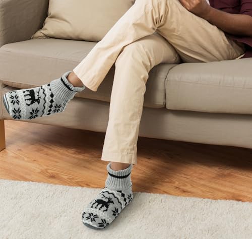 Image of BenSorts Men Fuzzy Slipper Socks with Grippers House Socks Gifts Christmas