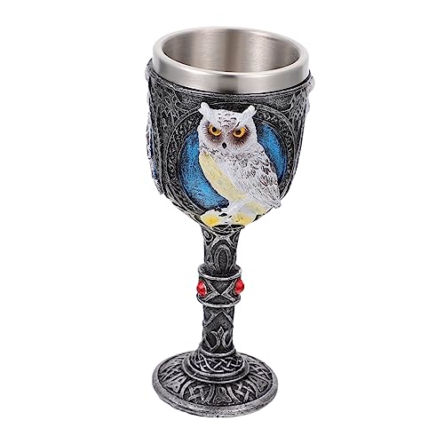 TOPBATHY Stylish Owl Goblets Made of Stainless Steel and Resin Three-Dimensional Creative Owl Design, Wine Goblet for Party Use in Bars and Restaurants