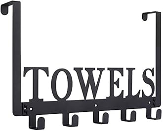 Over The Door Hooks - Towel Holder for Bathroom, Bedroom, Kitchen & Pool - Sandblasted Black Metal Wall Mount