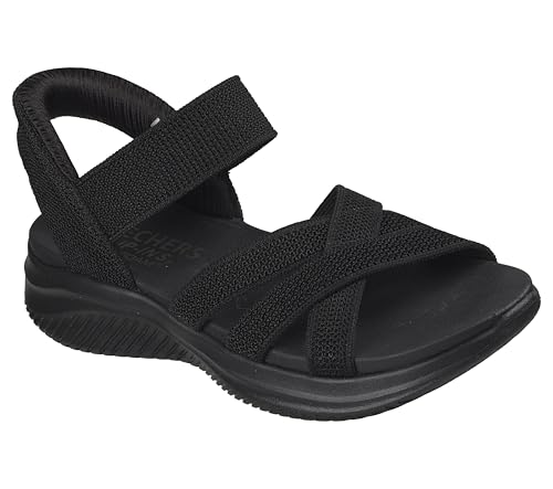 Skechers Women's ULTRA FLEX 3.0 SANDAL - FOREVER BETTER Hands Free Slip-ins, Knit cross strap sandal, Black/Black, 6.5M - image 3