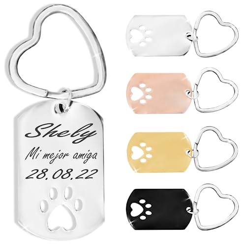 ibera gifts Llavero Personalizado Huella Mascota - Regalo original Mujer/Hombre/Pareja/Novios/Amiga