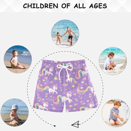 visesunny Summer Boy's Beach Shorts Colorful Purple Unicorn Quick Dry Swim Trunks Baby Boy Bathing Suit4