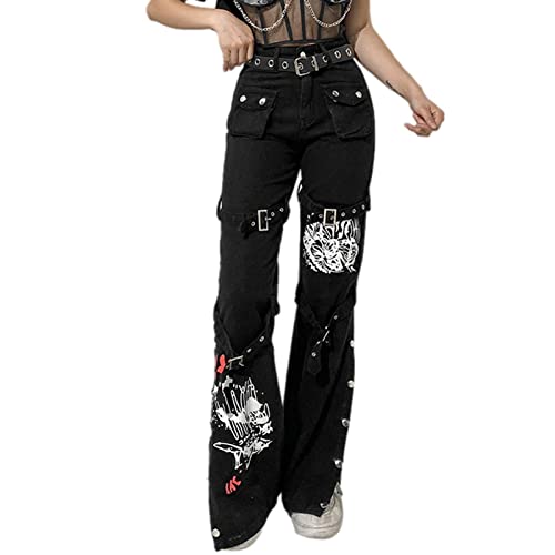 Women Y2k Jeans Grunge Gothic Tripp Pants Punk Goth Pants Vintage Baggy Denim Jeans Trousers Streetwear4