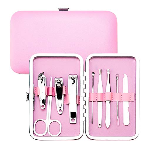 Kit manucure en acier inoxydable rose avec ciseaux et pince de précision - 6