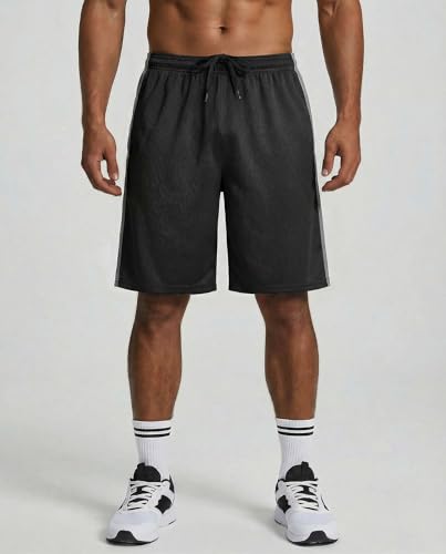 Image of Real Essentials 5 Pack: Men's 9 inch Mesh Shorts - Athletic Gym, Workout, Basketball, Running, Casual Lounge Activewear Pockets