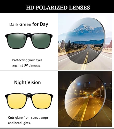Image of Polarized Clip-on Sunglasses Anti-Glare UV Protection Driving Sun Glasses Over Prescription Glasses