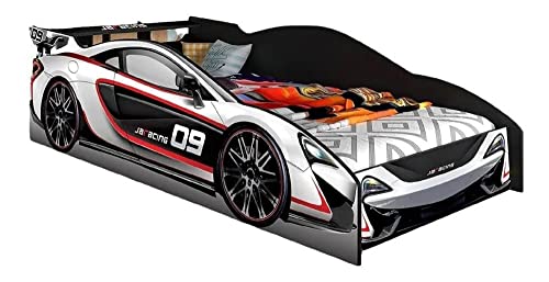 Cama Carro Force 09 Infantil J&a Móveis Branco