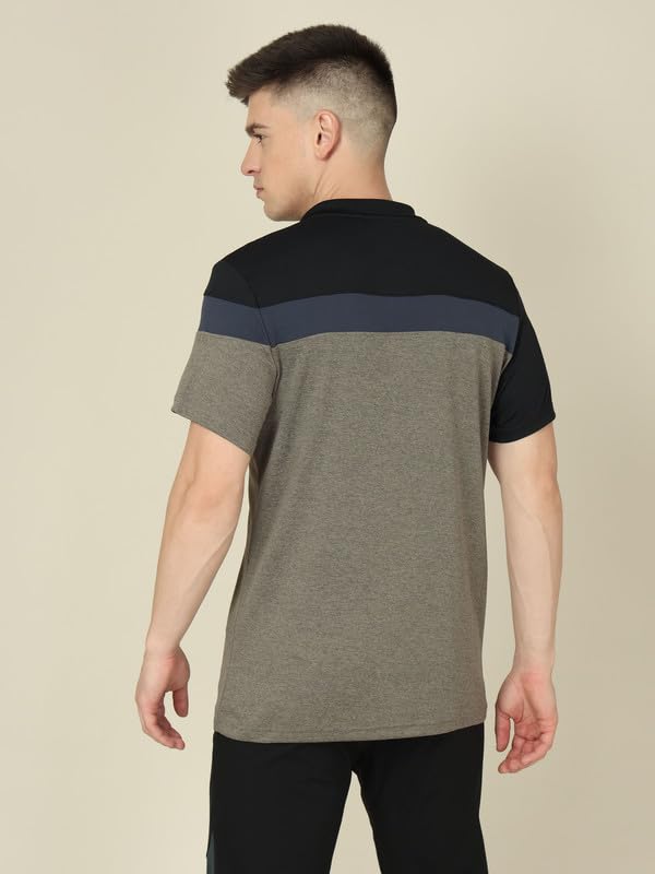 Image of TECHNOSPORT Men's Polo Neck Colorblock Half Sleeve T-Shirt - (MTP741 PRNT)