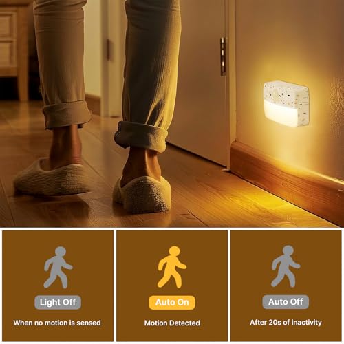 Image of Guankai 16 Pack Motion Sensor Stair Light for Indoor, Battery Operated Closet Lights, Wireless Stick on Anywhere Hallway Lamp, Portable Led Night Lamps for Bedroom Under Cabinet Kitchen,Terrazzo White