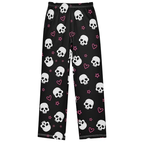Boy's Pants Hearts and Skull Jogger Pants Elastic Waist Long Bottoms Trousers with Pockets 6-14 Years