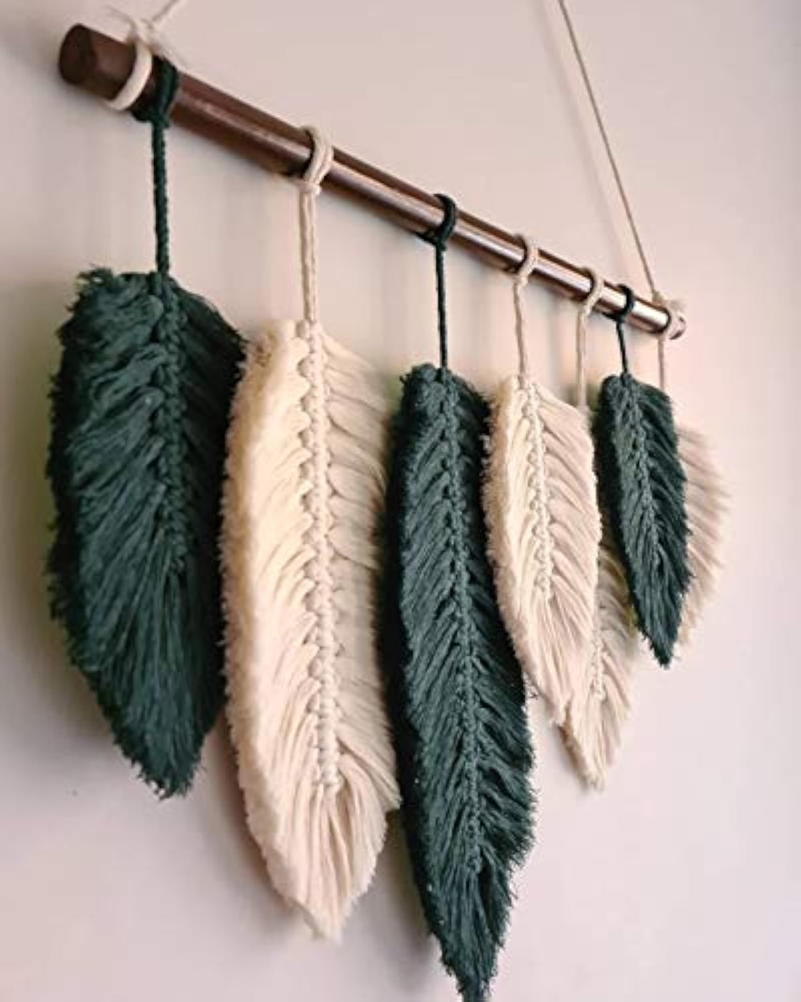 Cotton Feather Macrame Crochet Wall Hanging, Boho Decor