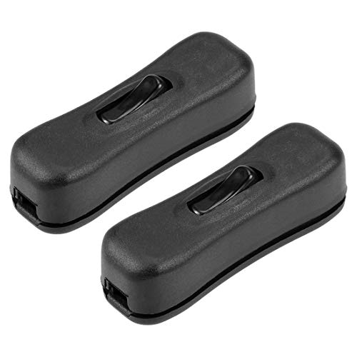 Uxcell Inline Cord Switch Ac 250V 2A Spst Feed-Through Rocker Switch For Bedroom Table Lamp Desk Light, Black (Pack Of 2) #TOP15