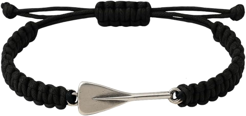 Sportybella Row Oar Charm Bracelet, Rowing Jewelry, Adjustable Rope Oar Charm Bracelet for Men and Women Rowers