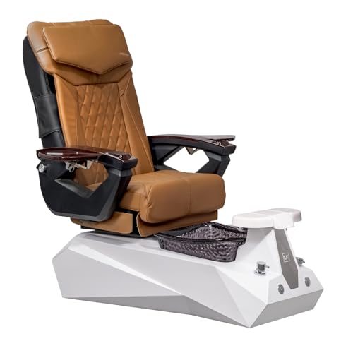 Serenity 18 LX Shiatsulogic Pedicure Chair White/Black Stylish Pedicure Tub w/Discharge Pump & Pipe-Less Magnetic Jet Pedicure Spa, Cappuccino Cover Set