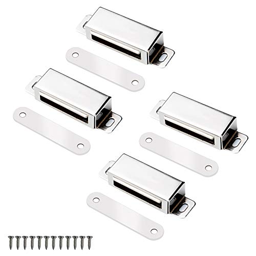 Mousike Magnetic Door Catch Heavy Duty, Stainless Steel Closet Catches with Strong Magnetic, Cabinet Magnets 50 lbs (4Pack)