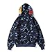 Surbieibg Shark Full Zip Up Hoodie, Camo Sweatshirt For Men Women, Hip Hop Cotton Zipper Hooded For Youth Teenagers Blue - Medium