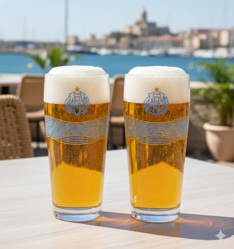 OLYMPIQUE DE MARSEILLE 2 x Verre à Bière 48 cl OM Collection officielle