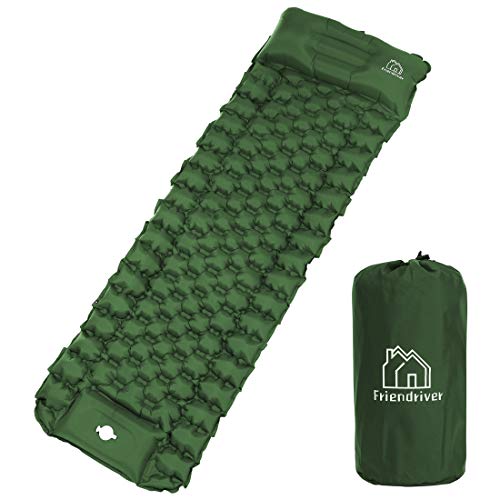 Friendriver Camping Inflatable Sleeping Mat, Camping Mat Suitable for Backpacking, Hiking, Tents, Ultra-Light Waterproof Camping Mattress with Storage Bag,Fast Inflation, Light Weight(Green)