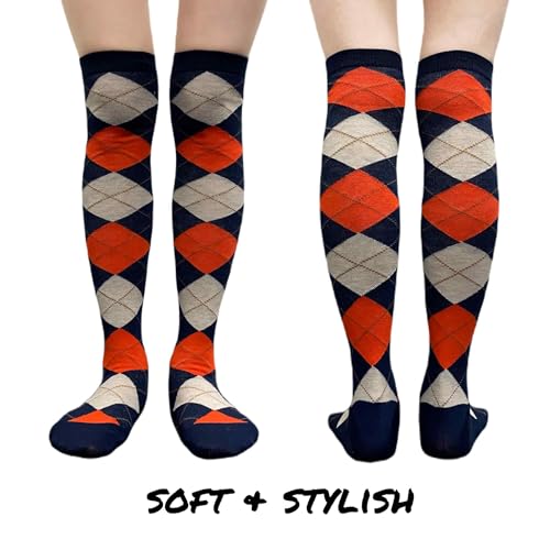 Image of COUVER Women's Thigh High /Over Knee Fashion Argyle Socks, Medium, 1 Pair