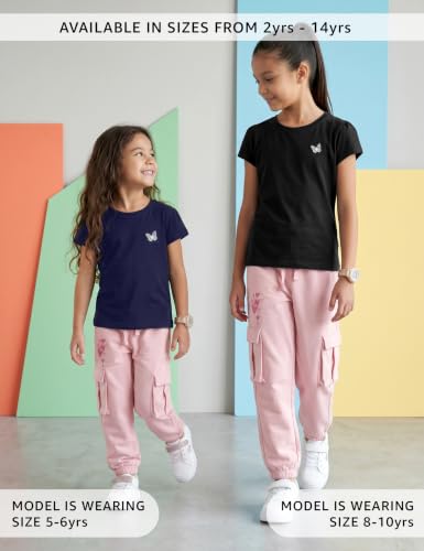 Image of Amazon Brand - Symbol Girls Contrast Panel Detail Cotton Rich Track Pants