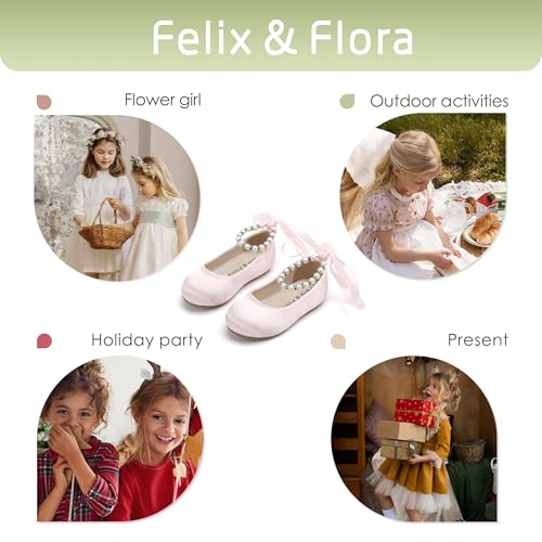 Image of Felix & Flora Girls Toddler Little Ballet Shoes - Flower Girls Mary Jane Flats Dress Shoes Party Wedding