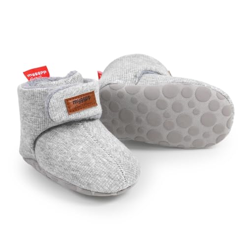Ohwawadi Baby Booties Infant Baby Boys Girls Slippers Warm Dress Shoes Soft Newborn Crib Sock Shoes Grey 0-6 Months