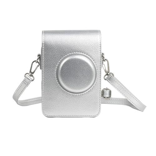 Sac appareil photo vintage avec pochette rangement cuir PU argent